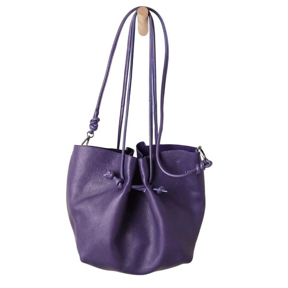 Free People Head Over Heels Purple Leather Satchel Women NWT